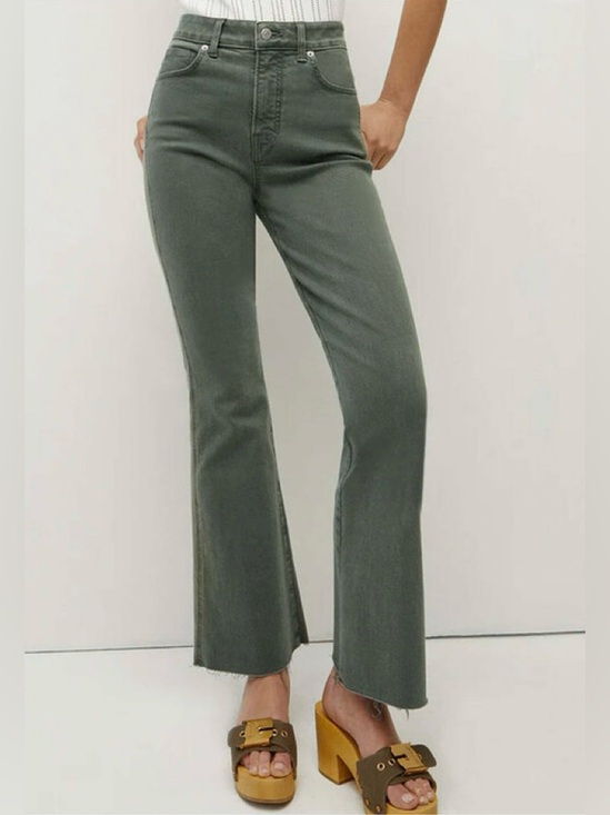 Veronica Beard Denim - Veronica Beard Jeans Womens 28 Carson Ankle Flare High Rise Raw Hem Green Preppy
